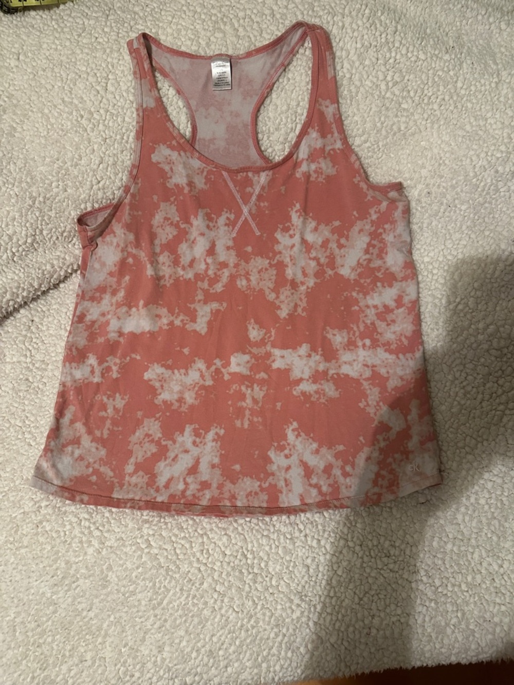 Calvin Klein Coral and White Tie-Dye Racerback Tank Top - Sleepwear
